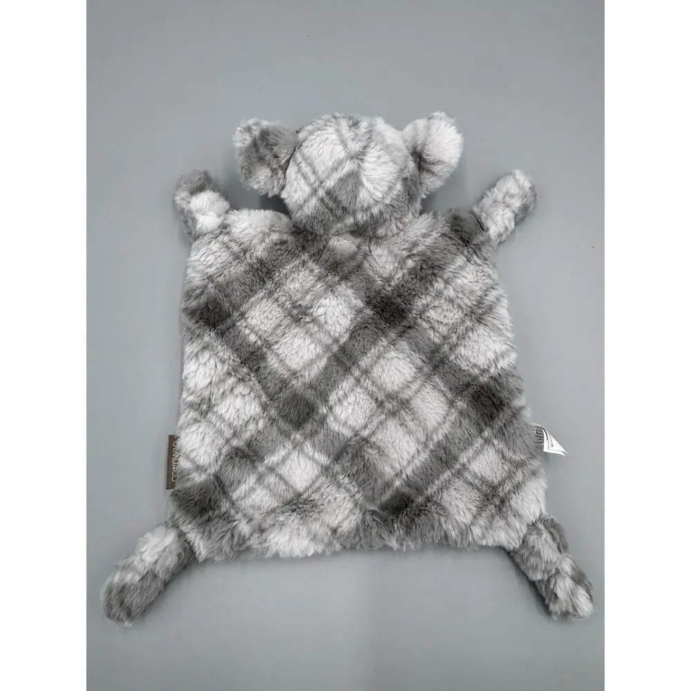 Demdaco Koala Bear Lovey Rattle Plush Baby Gray‎ Plaid Security Blanket W/ Heart